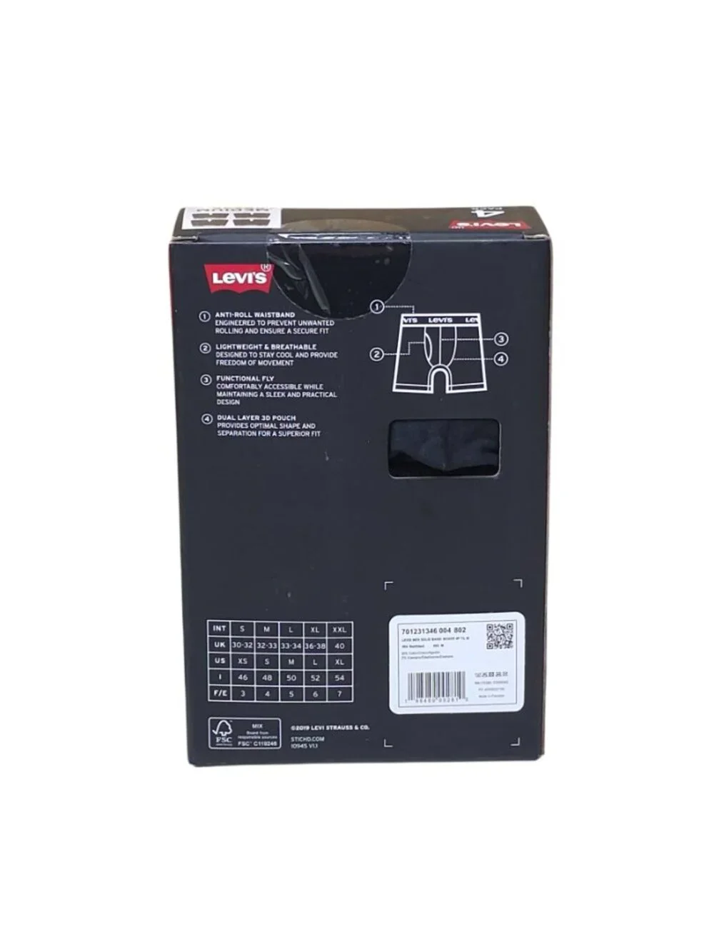 Levis Mens M 4-Pack Boxer Briefs Supportive Stretch Cotton Anti-Roll Waistband